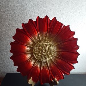 GORGEOUS Maxcera 12" Sunflower Glass Decorative Plate.